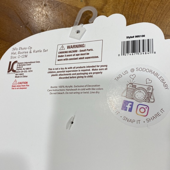 COPY - NWT. So’Dorable, infants’ size 0-12 months, 3 piece, hat/bootie/rattle … - Picture 12 of 15